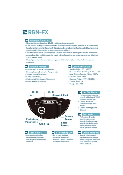 Regen Rgn 32/18 Fx 260 Watt Frekans Konvertörlü Sirkülasyon Pompası 2" - 1 1/4" 11 M3 Debi - 18 Mss Basınç