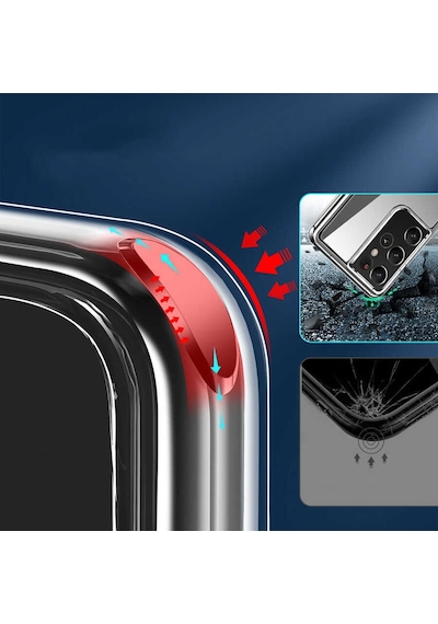 Galaxy S21 Ultra Kılıf Standlı Şeffaf Silikon Zore L-Stand Kılıf Renksiz
