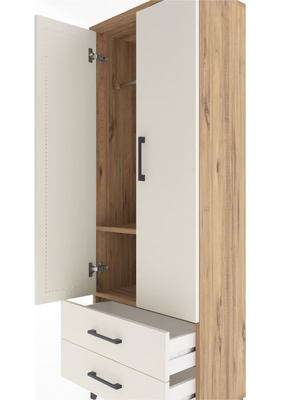 Arges Dolap 2 Raflı 2 Çekmeceli Tek Askılı 60x30x163 Çam-aytaşı Çam