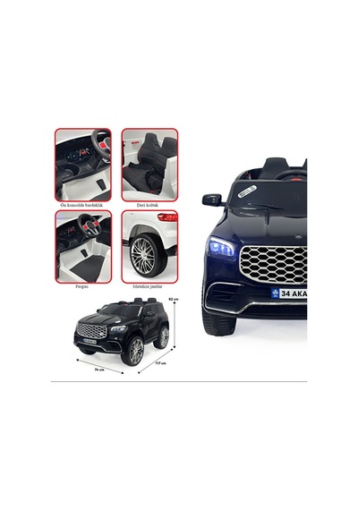 Akar Oyuncak Rider 12 Volt 4x2 Uzaktan Kumandalı Akülü Çocuk Arabası Siyah