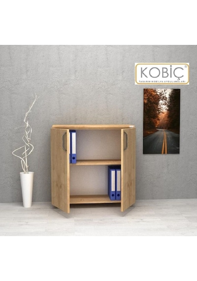 Kobiç Ofis Dosya Dolabı Kilitli Tam Kapak Suntalam Dolap 70x35x80 Cm Meşe Meşe