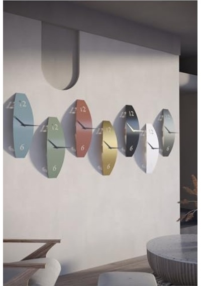 Mateen Metal 47-31cm Dekoratif Duvar Saati Kahve-yeşil-krem Mds-50 Myk2097-4 Diğer
