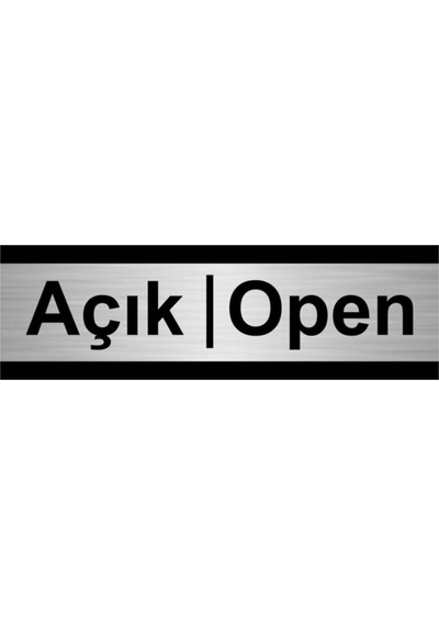 Açık-open 7x20cm Gümüş Renk Metal Yönlendirme Levhası