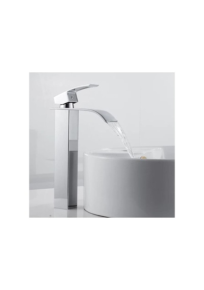 Rena Design Krom Çanak Lavabo Bataryası Oval Havza Model Uzun/yüksek Gümüş Gri Lavabo Musluğu Çift Girişli