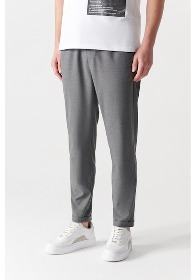 Avva Erkek Gri Basic Beli Lastikli Duble Paça Jogger Pantolon E003000 Gri