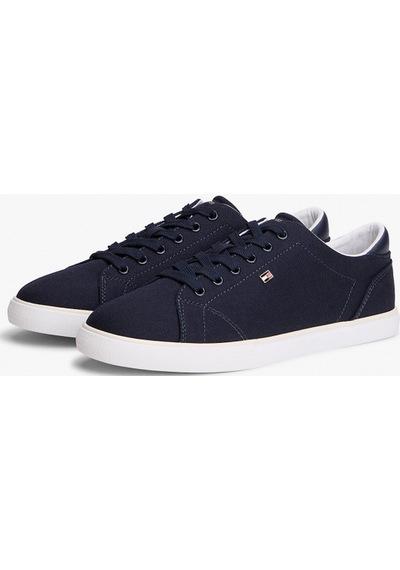 Tommy Hilfiger Th Düşük Profilli Vulkanize Kanvas Kadın Mavi Sneaker Fw0fw09102dw6 Mavi