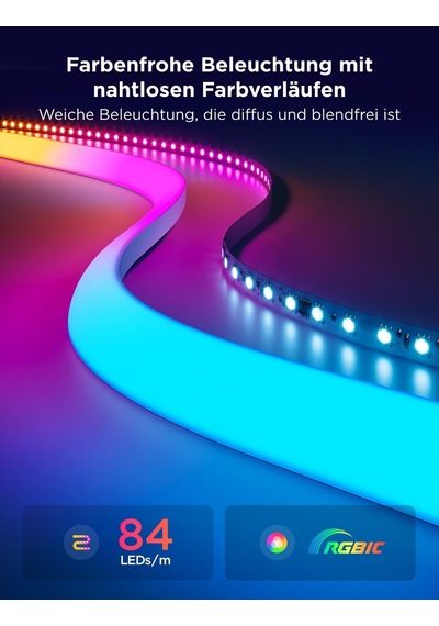 Süpürgelikler İçin Govee Neon Led Şerit, Duvar Hatları Ve Köşeler İçin 5m Rgbıc Led Şeritler, Oturma Odası, Koridor, Yatak Odası İçin Mat, Müzik Senkronizasyonu, Kesilebilir, Neon Işık Dekorasyonu İle Uyumlu Siyah