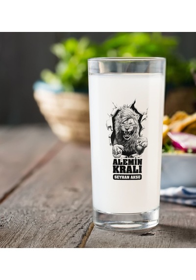 Kişiye Özel Renkli Baskılı Alemin Kralı Rakı Bardağı-1