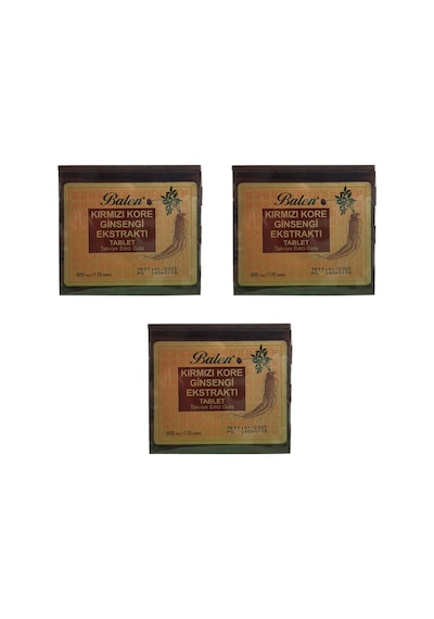 Balen Tahta Kutu Kırmızı Kore Ginseng 600 MG 120 Tablet 3 Adet