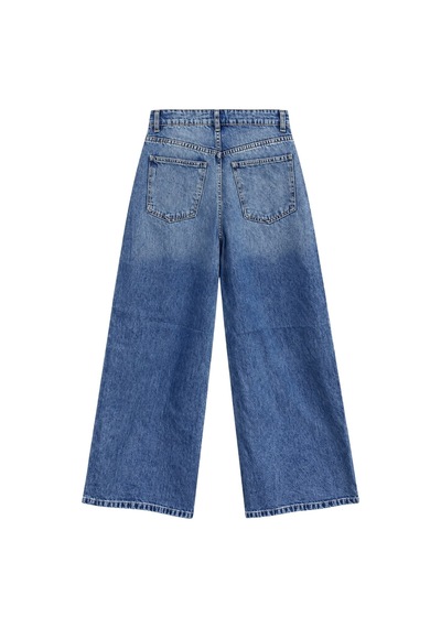 Vadon 1058 Kadın Yüksek Bel Baggy Fit Jean Pantolon Mavi