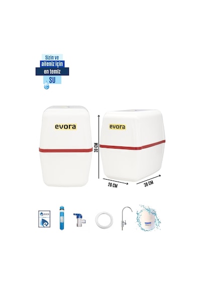 5 Aşamalı 10 Lt Beyaz Kapalı Oval Kasa Pompasız Su Arıtma Cihazı