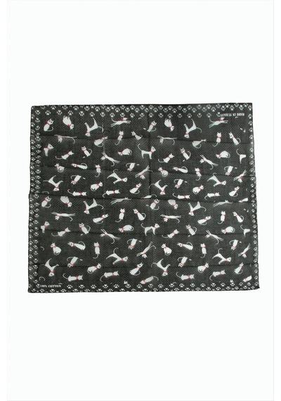 Kedi Desenli Bandana 50 50 - Renk: Siyah