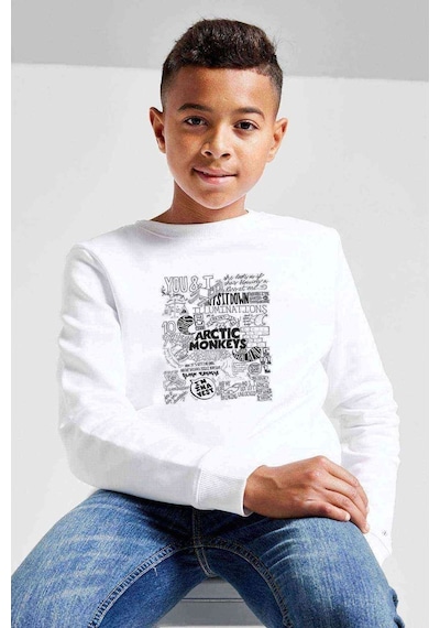 Tshirthane Arctic Monkeys Songs Baskılı Unisex Çocuk Beyaz Sweatshirt (534644798) Beyaz