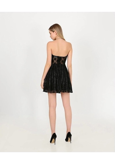 Fashion Cocktail Kabartma Kumaş Kabarık Etek Transparan Tül Straples Tütü Gece Party Prenses Elbise Siyah Fashion Cocktail Kabartma Kumaş Kabarık Etek Transparan Tül Straples Tütü Gece Party Prenses Elbise Siyah