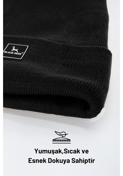 Unisex Kışlık Bere Şapka Düz Logolu Yumuşak Triko Basic Akrilik Beanie 001