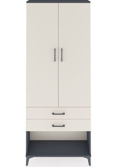 Arges Dolap 3 Raflı 2 Çekmeceli 2 Kapaklı 88x30x221 Antrasit-aytaşı Antrasit