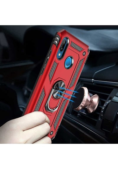 Huawei P20 Lite Kılıf Vega Standlı Yüzüklü Mıknatıslınano Glass