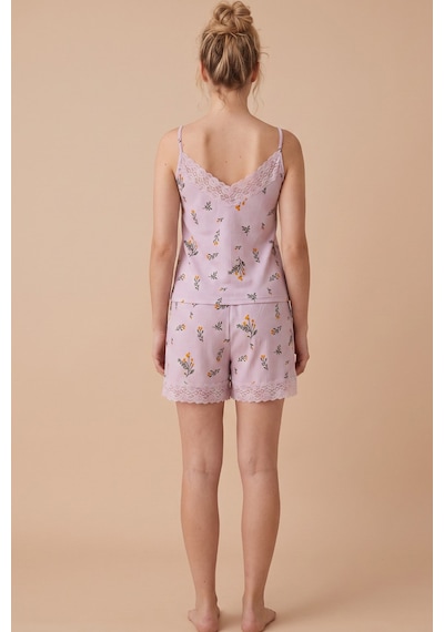 Siyah İnci Bürümcük-krınkıl Şortlu Pijama Takım 26120225 Lila