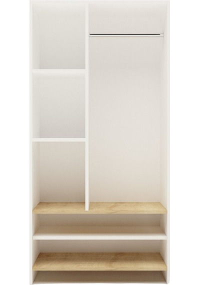 Floradesign Malibu Aynalı Gardırop /elbise Dolabı 3 Kapaklı Dolap / Organizer Beyaz/meşe