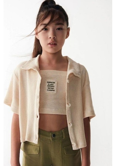 Nk Kids Kız Çocuk Motifli Ceket-13987 Krem