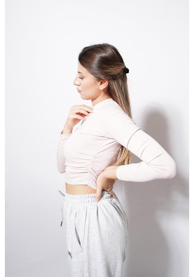 Ckm Moda Angle Yan Büzgülü Body Pembe