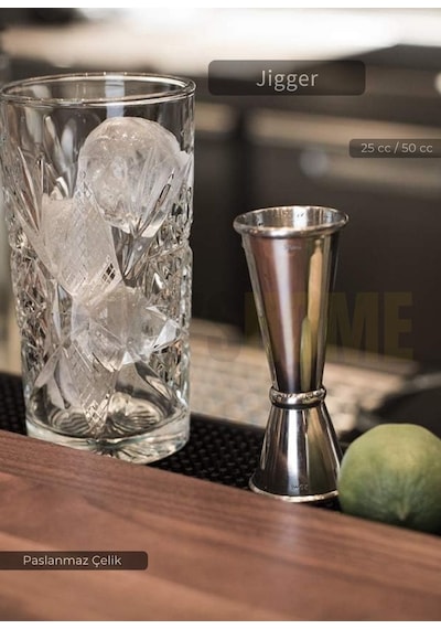 Jigger Çift Taraflı Bar Ölçeği Paslanmaz Kokteyl Ölçeği Barmen Ölçü Kabı Çelik 25/50 Cc
