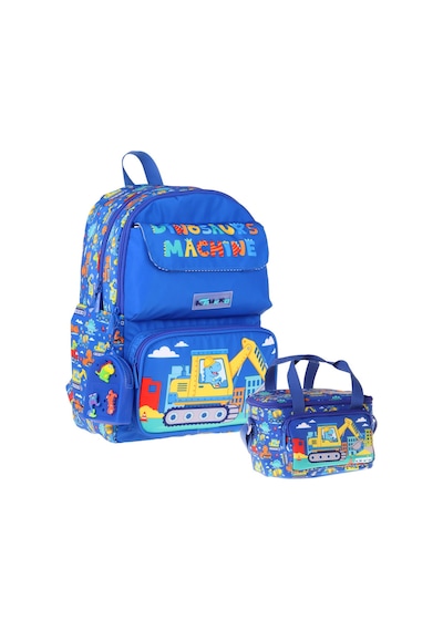 Kaukko Kids Mechanic Erkek Çocuk Mavi - Sarı İlkokul Sırt Çantası Ve Beslenme Çanta Seti - Setkk-l5369b Çok Renkli