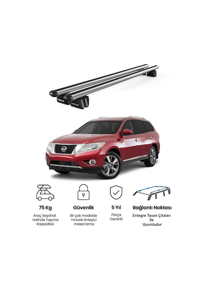 Pençe Nissan Pathfinder Ara Atkı 2013-2020 Uyumlu Gri Ara Atkı Port Bagaj Tavan Barı