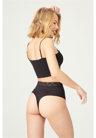Cottonhill Basic Yüksek Bel Lazer Kesim Tanga Külot 3'lü Paket - 2 Renkli Çok Renkli