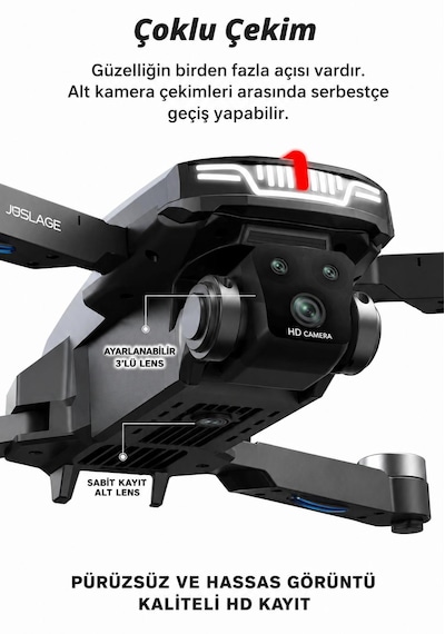 C13s Hava Dronu Optik Akış Fırçasız Motor Wifi Cam Başsız Mod Katlanabilir Tek Tuş Kalkış İniş Geri Dönme Engel Algılama Elektirkli Kamera 3 Lü Lens Led Işıklı