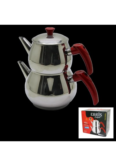 Aile Büyük Boy Küre Çelik Çaydanlık Seti Üst: 1.2lt - Alt: 2lt 5468 Çok Renkli