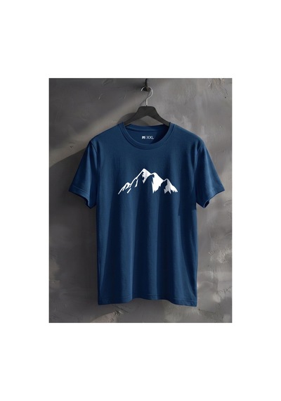 North Whiskers Dağ Silüeti Baskılı %100 Pamuklu Unisex Tişört Lacivert - 874914957 Lacivert - 874914957 Lacivert