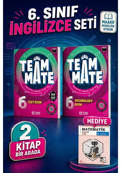 6.sınıf Team Mate Vocabulary Book + Test Book Set Metematik Yaprak Test Hediyeli