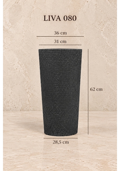 Bostann Dekoratif Saksı - Lıva 080 - 50l - Antrasit