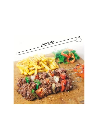 10'lu Paslanmaz Çelik Şiş Seti 20 Cm - Airfryer & Mangal