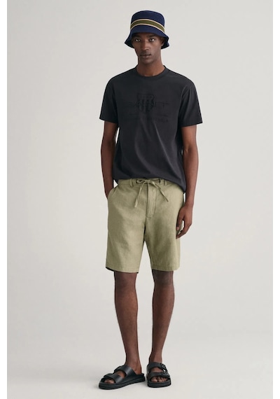 Gant Erkek Relaxed Fit Keten Şort - Yeşil Gri