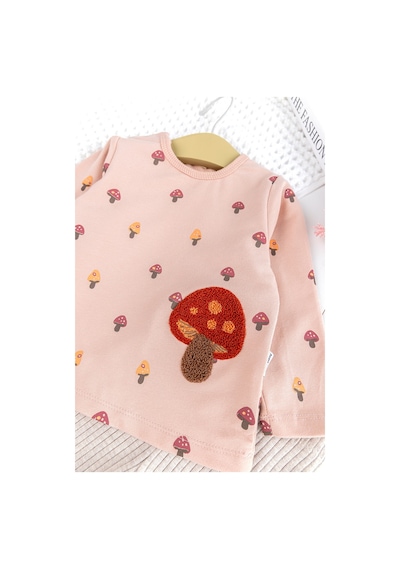 Babymod Mantar Desenli Somon 2'li Pamuklu Kız Bebek Takım Somon