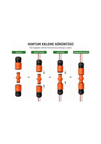 Otomatik Hortum Bağlantı Aparatı 3 Parça 1/2'' Bahçe Hortumu Ekleme Adaptörü Sızdırmaz