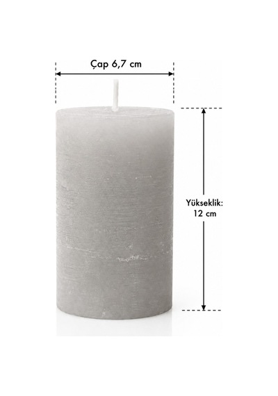 Mat Desenli Açık Yeşil Silindir Mum 35 Saat Yanma Kokusuz Dekoratif Blok Mum 6,7 X 12 Cm Mat Açık Yeşil