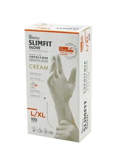 Lb Reflex Slimfit Glove Kod-028 L-xl Krem Pudrasız Muayene Eldiven 100lü