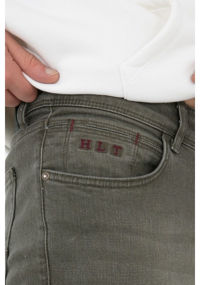 HLT Jeans Açık Haki Erkek Slim Fit Dar Kesim Esnek Likralı Denim Jeans Kot Pantolon 001