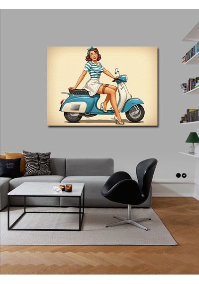 Kanvas Tablo Scooter Kızı Yolculukta