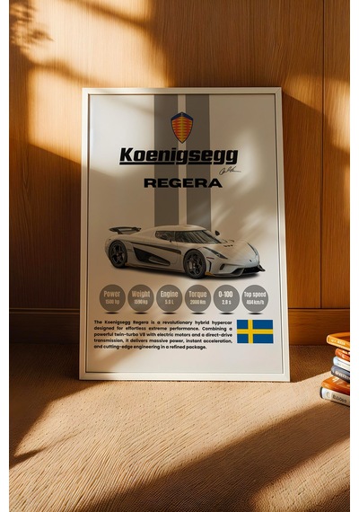 Koenigsegg Regera Araba Tablosu - Teknik Özellikli Hiper Otomobil Poster - Çerçeveli Duvar Dekoru Beyaz Koenigsegg Regera Araba Tablosu - Teknik Özellikli Hiper Otomobil Poster - Çerçeveli Duvar Dekoru Beyaz