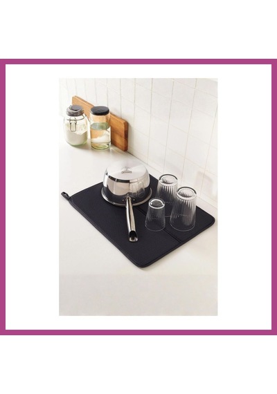 Gees Global Siyah Renkli Ekstra Emici Bulaşık Kurutma Matı & Mutfak Tezgah Üstü Örtüsü 45x34 Cm Gbzs
