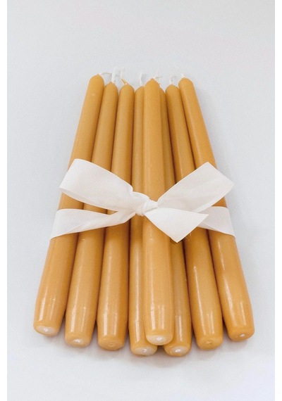 Turuncu Pastel Renk Konik Şamdan Mum - 4'lü Set Turuncu