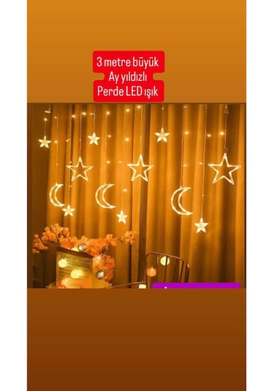 3 Metre Büyük Boy Ay Yıldız Model Led Işık Çok Renkli