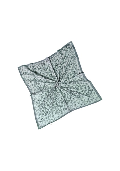 Mim Eşarp Prime Pamuk Çiçek Desenli Eşarp 90x90 Cm Gri