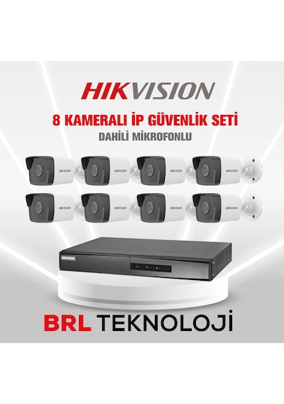 Hikvision 8 Kameralı 2 Mp İp Güvenlik Kamera Seti Dahili Mikrofonlu