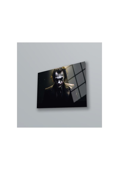 Joker Üzerine Cam Tablo Modern Sanat Tablosu Solmayan Canlı Renkler Salon Ve Oturma Odası Anlamlı Hediye Seçeneği Kolay Montaj Askılı