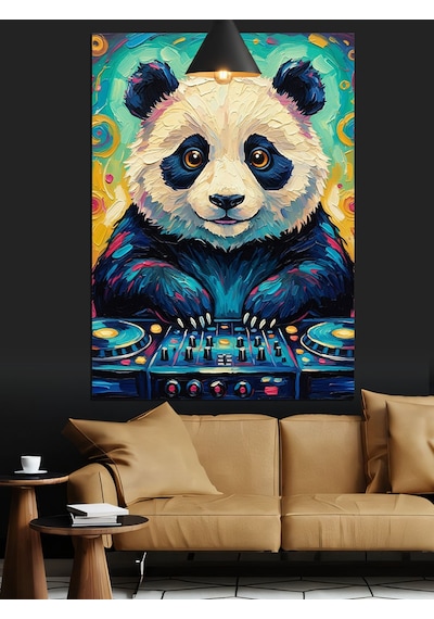 Dj Panda Kulaklık Dekoratif Kanvas - Mdf Ahşap Tablo